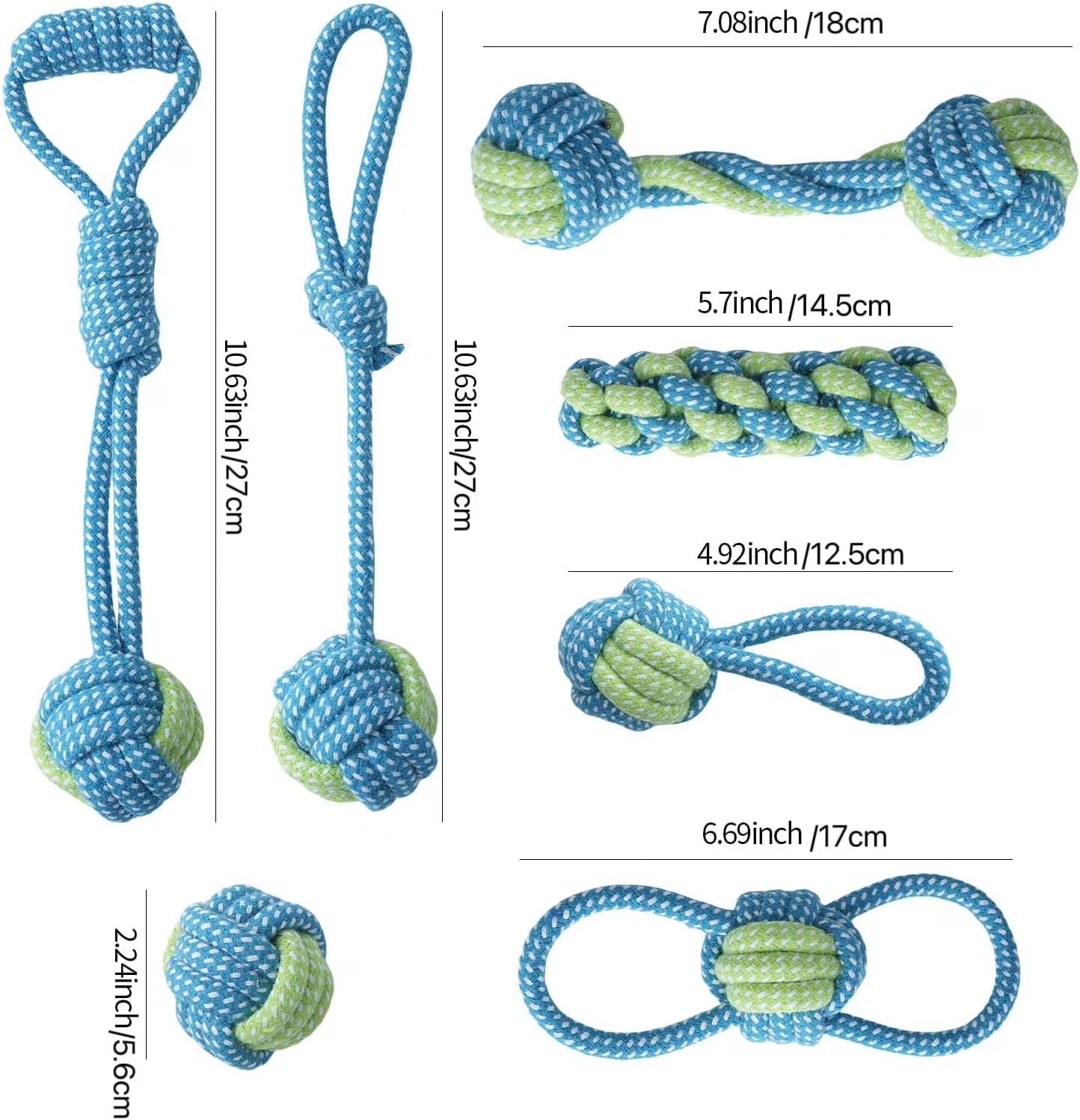 7 Pack Puppy Rope Toys, Dog Rope Toys for Small Dogs, Dog Tug Rope, Puppy Teething Rope for Teeth Cleaning and Chewing, Keep the Dog from Being Bored, Variety of Dog Cotton Rope Toys