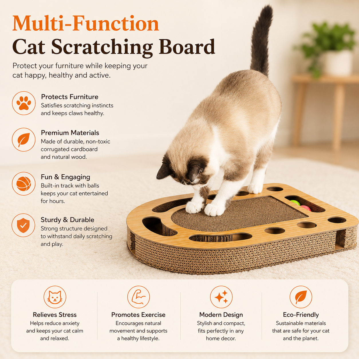 Archway Scratch & Ball Track Cat Toy