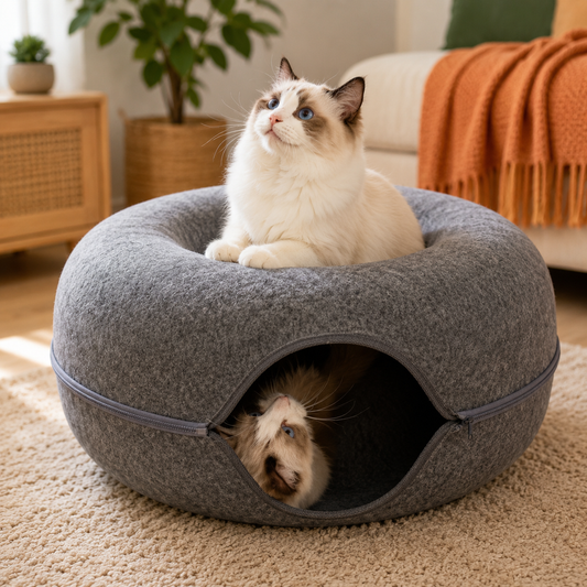 Cozy Cave & Tunnel Cat Bed