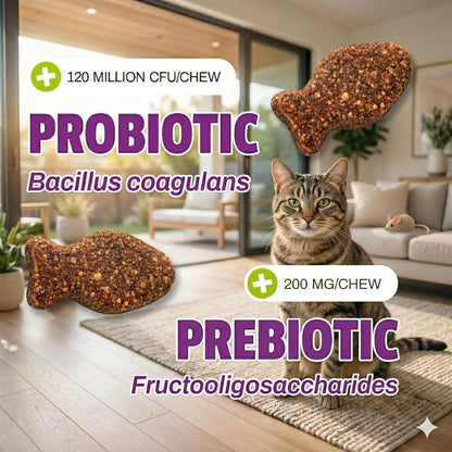 Daily Probiotic Soft Chews for Cats, Digestive and Immune Support Supplement, 100 Million CFU per Chew, Duck, 30 Count