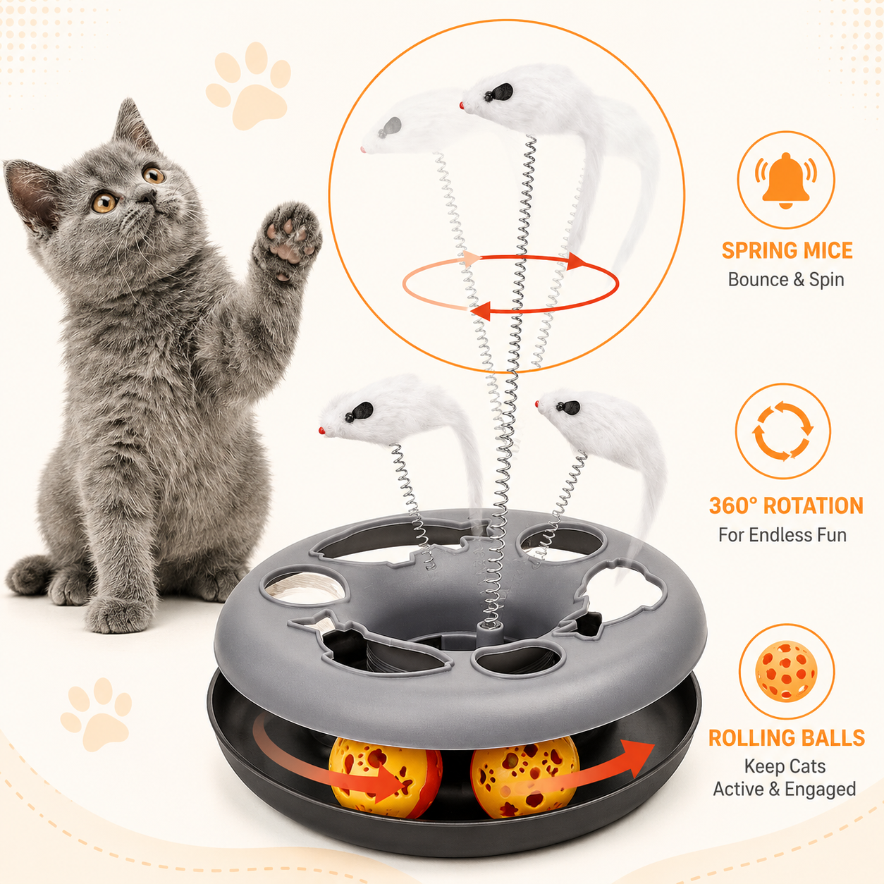 Roller Track & Spring Cat Exercise Toy