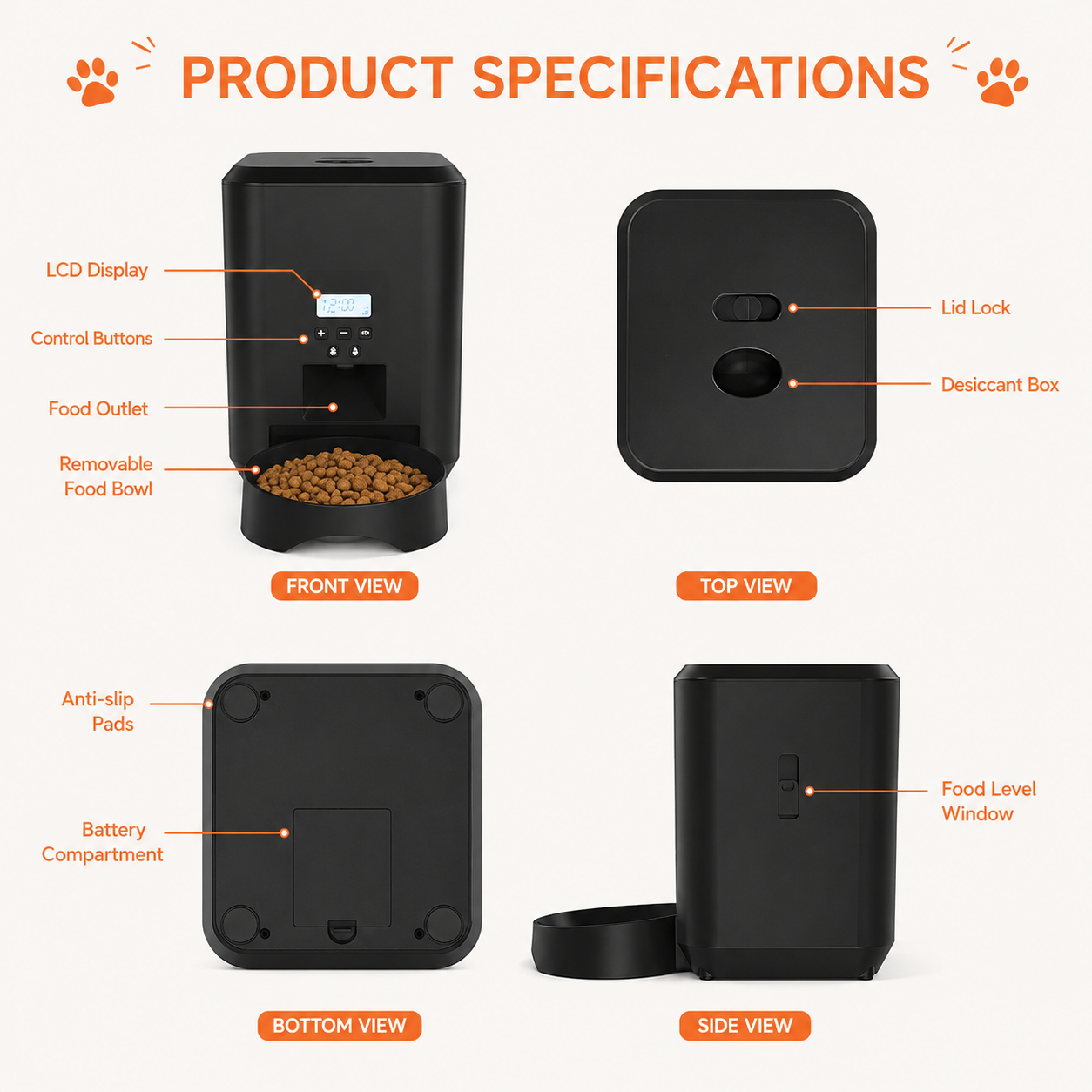 Smart Auto Pet Feeder with Timer & Remote