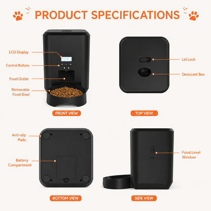 Smart Auto Pet Feeder with Timer & Remote