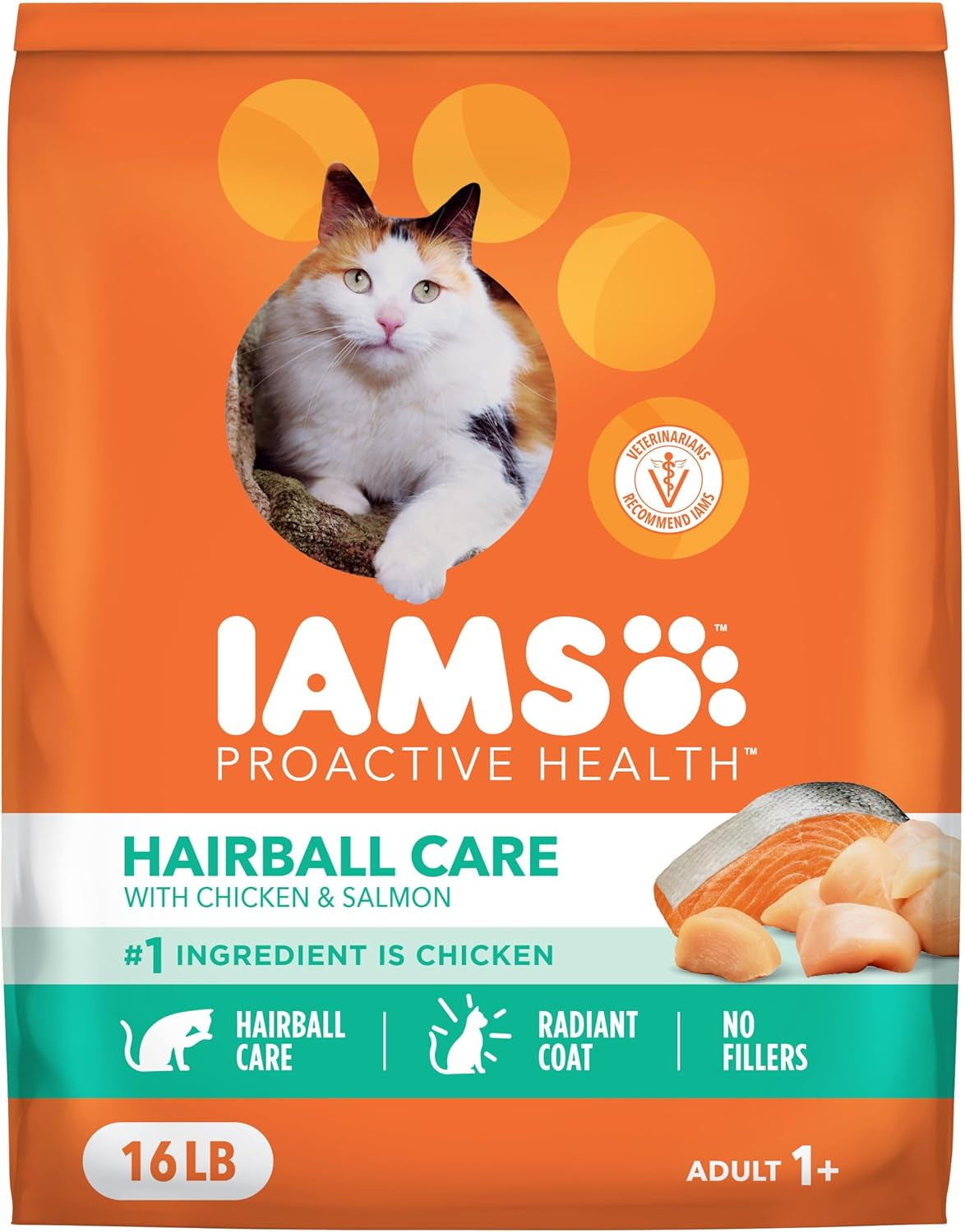 Proactive Health Dry Cat Food Hairball Care, Adult Cat Food, with Real Chicken and Salmon, 16 Lb. Bag