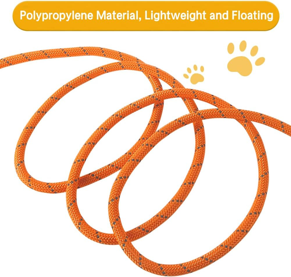 Floating Long Dog Leash, 20Ft Dog Training Leash for outside and Yard, Reflective Long Line Lead with Soft Handle for Beach and Swimming (Orange)