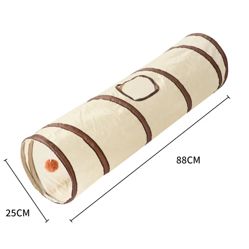 Cat Tunnel Toy 3-Way Foldable Pet Playhouse Crinkle Paper Bell Durable Oxford Cloth Animal Tunnel Kittens/Rabbits/Guinea Pigs
