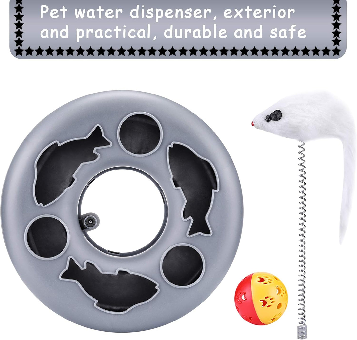 Cat Toys, Cat Toys for Indoor Cats,Interactive Kitten Toys Roller Tracks with Catnip Spring Pet Toy with Exercise Balls Teaser Mouse (Soft Grey)
