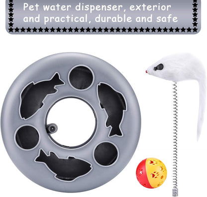 Cat Toys, Cat Toys for Indoor Cats,Interactive Kitten Toys Roller Tracks with Catnip Spring Pet Toy with Exercise Balls Teaser Mouse (Soft Grey)