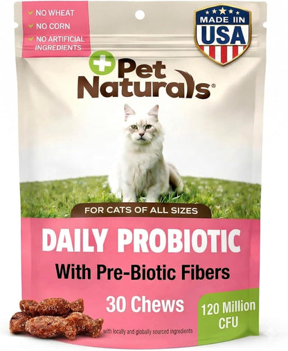 Daily Probiotic Soft Chews for Cats, Digestive and Immune Support Supplement, 100 Million CFU per Chew, Duck, 30 Count