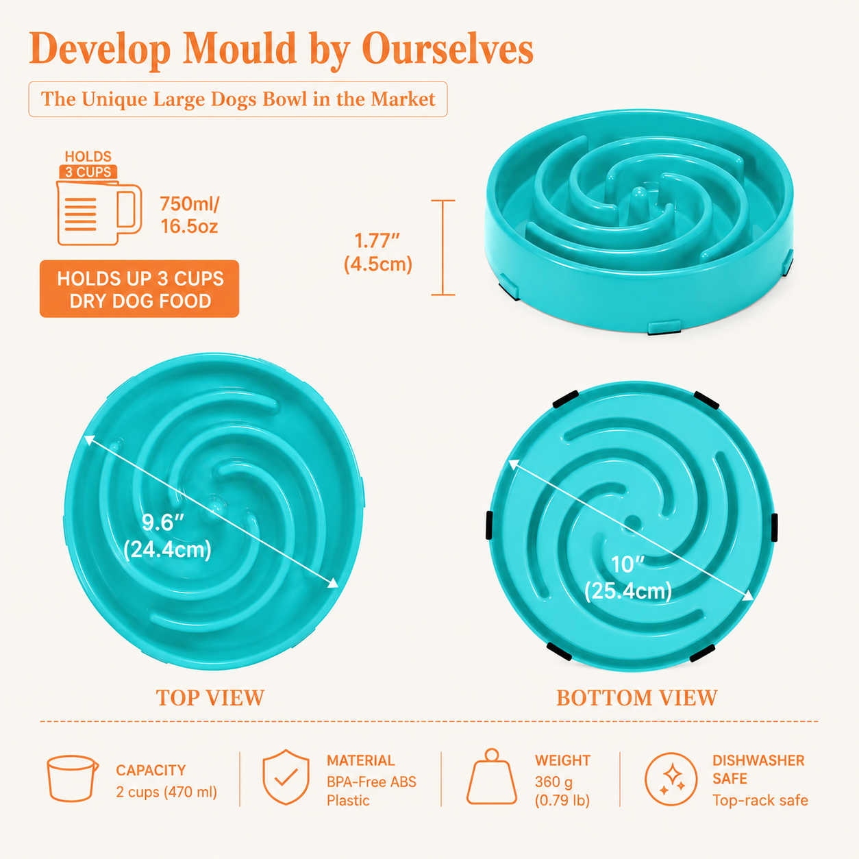 Anti-Gulping Slow Feeder Bowl