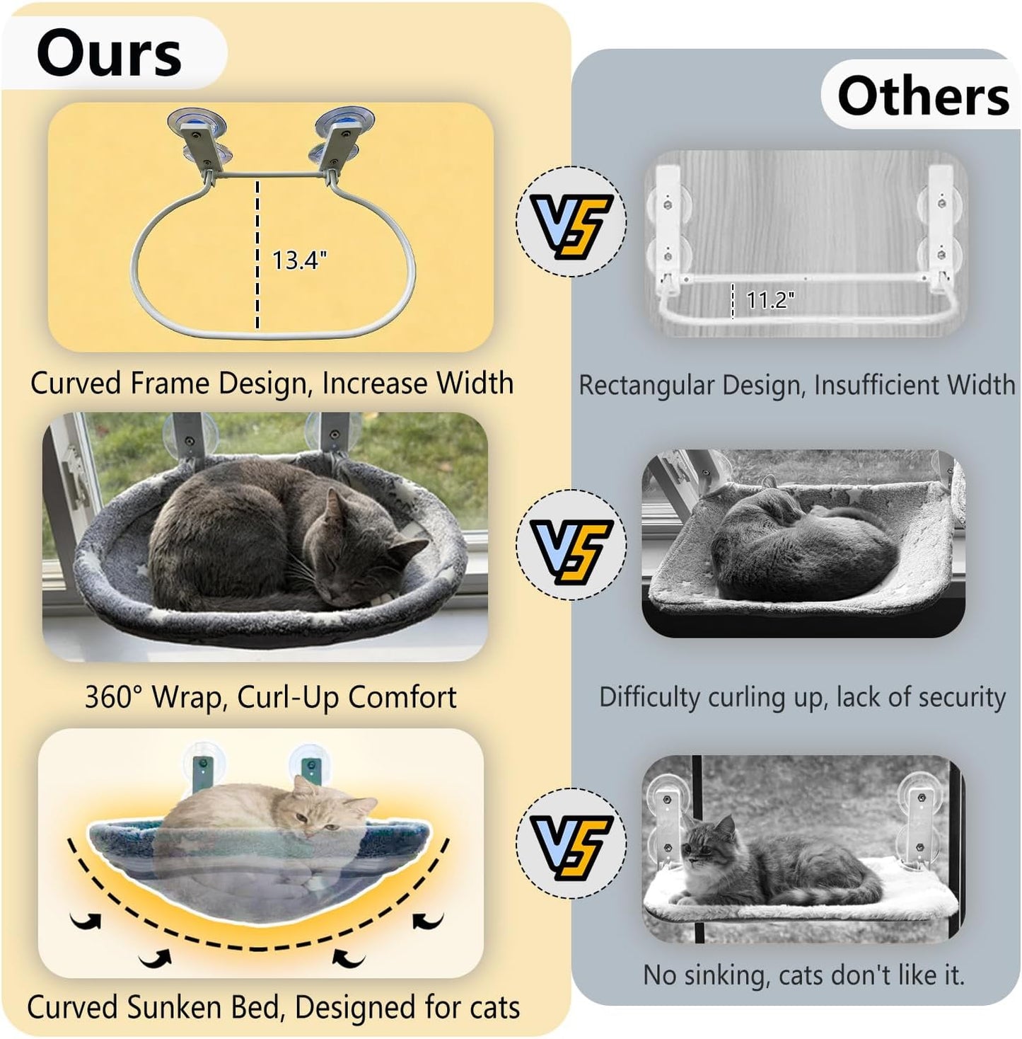 Cat Window Perch Hammock - Glow in the Dark Cordless Foldable Pet Bed with Sturdy Metal Frame & Strong Suction Cups, Star Print Resting Seat for Indoor Cats with Removable Washable Cover