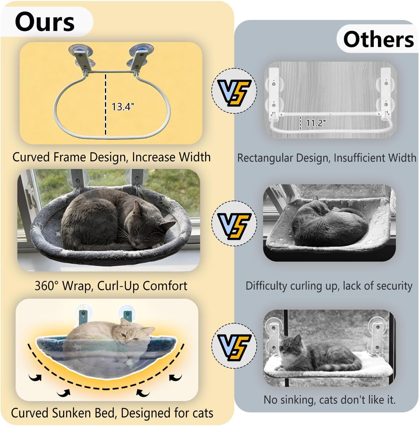 Cat Window Perch Hammock - Glow in the Dark Cordless Foldable Pet Bed with Sturdy Metal Frame & Strong Suction Cups, Star Print Resting Seat for Indoor Cats with Removable Washable Cover