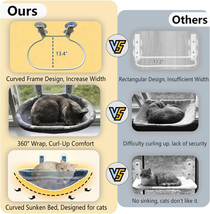 Cat Window Perch Hammock - Glow in the Dark Cordless Foldable Pet Bed with Sturdy Metal Frame & Strong Suction Cups, Star Print Resting Seat for Indoor Cats with Removable Washable Cover