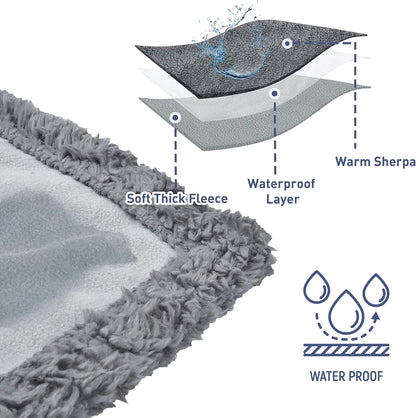 Waterproof Pet Blanket, Pee Urine Proof Dog Blanket Cover for Couch Bed Furniture Protector, Liquid Proof Blanket for Small Medium Dogs, Lt Gray/Dk Gray, 50” X 30”.