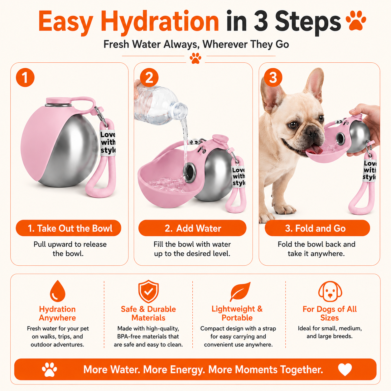 Portable Stainless Dog Water Bottle