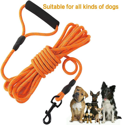 Floating Long Dog Leash, 20Ft Dog Training Leash for outside and Yard, Reflective Long Line Lead with Soft Handle for Beach and Swimming (Orange)