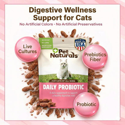 Daily Probiotic Soft Chews for Cats, Digestive and Immune Support Supplement, 100 Million CFU per Chew, Duck, 30 Count