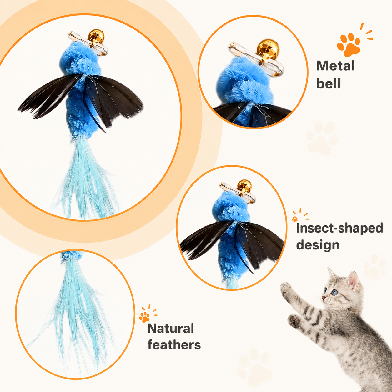 Feather Wand Teaser Cat Toy