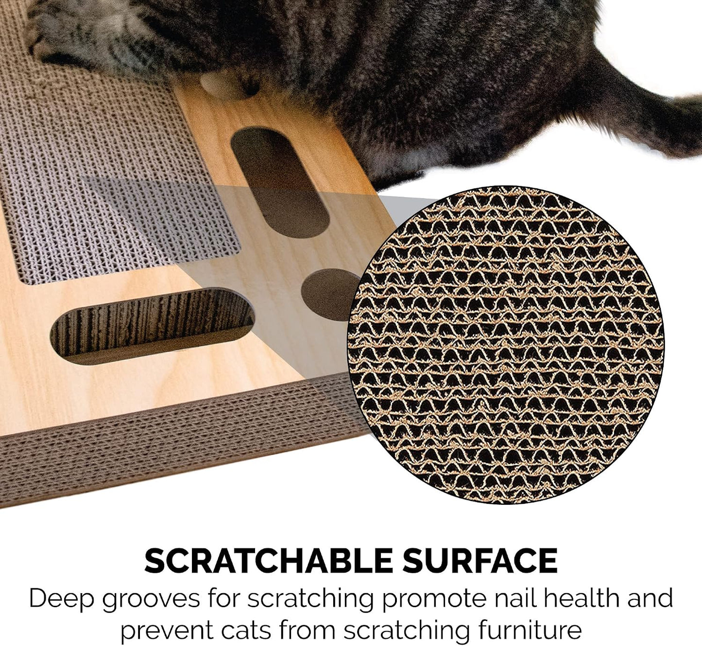 Scratching Pad Ball Track Cat Toy W/ Catnip for Indoor Cats - Archway Busy Box Scratcher - Tan, One Size