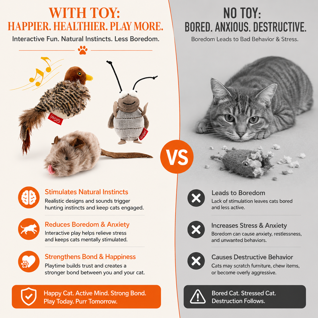 Electronic Motion Cat Toy Set - 3 Pack