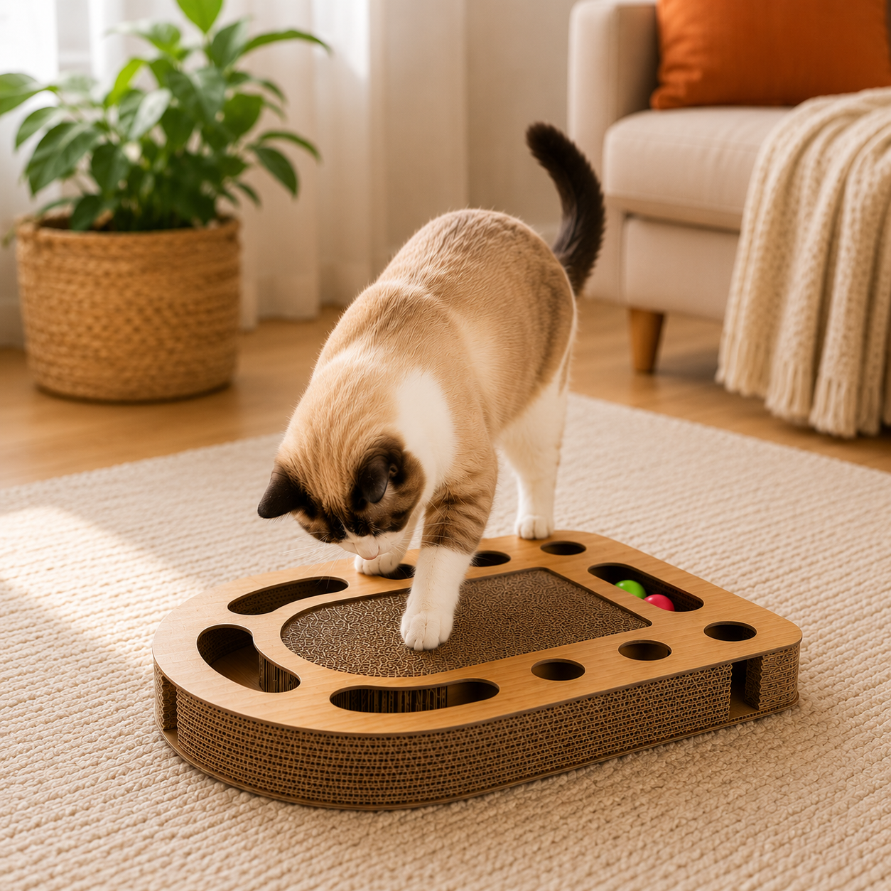 Archway Scratch & Ball Track Cat Toy