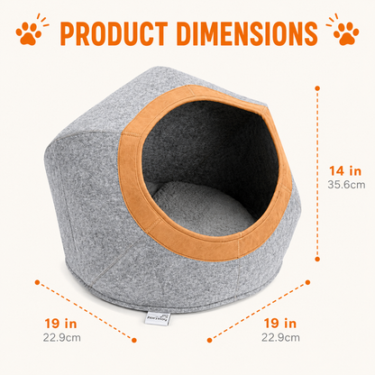 Large Felt Cat Cave with Leather Trim