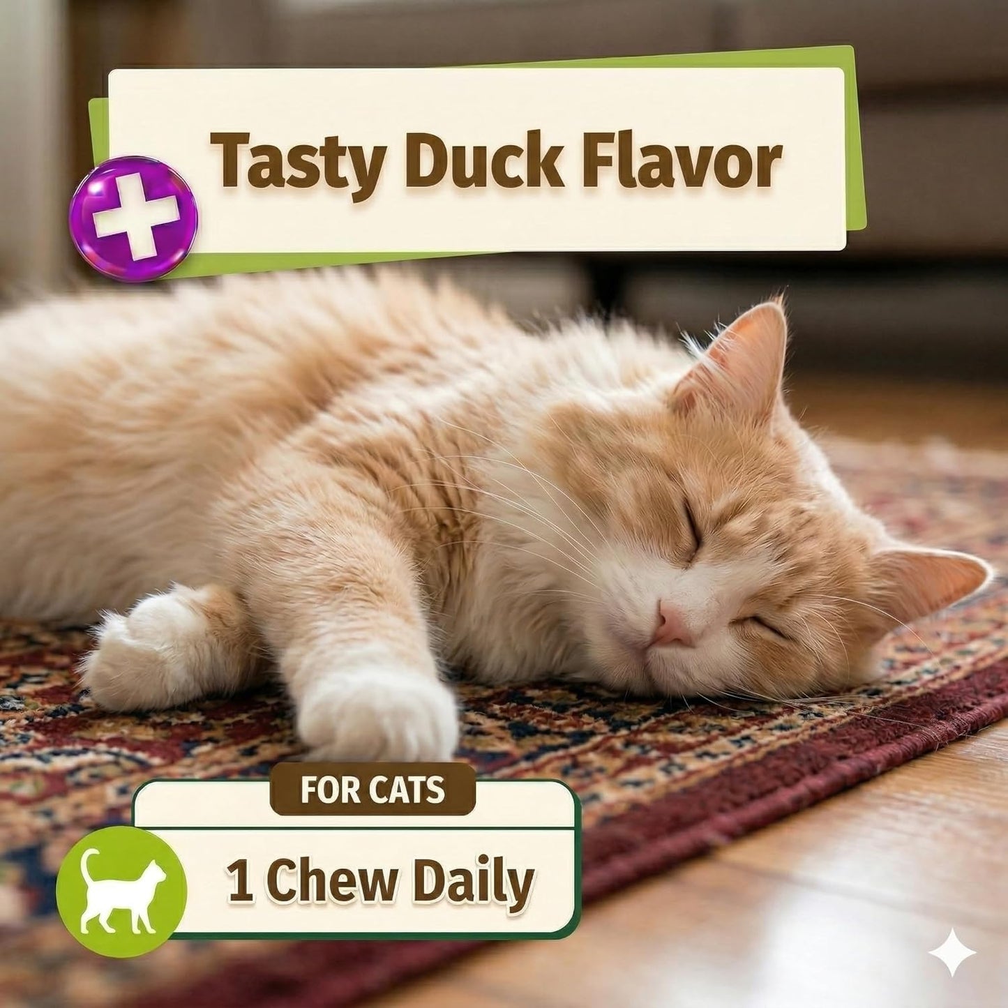 Daily Probiotic Soft Chews for Cats, Digestive and Immune Support Supplement, 100 Million CFU per Chew, Duck, 30 Count