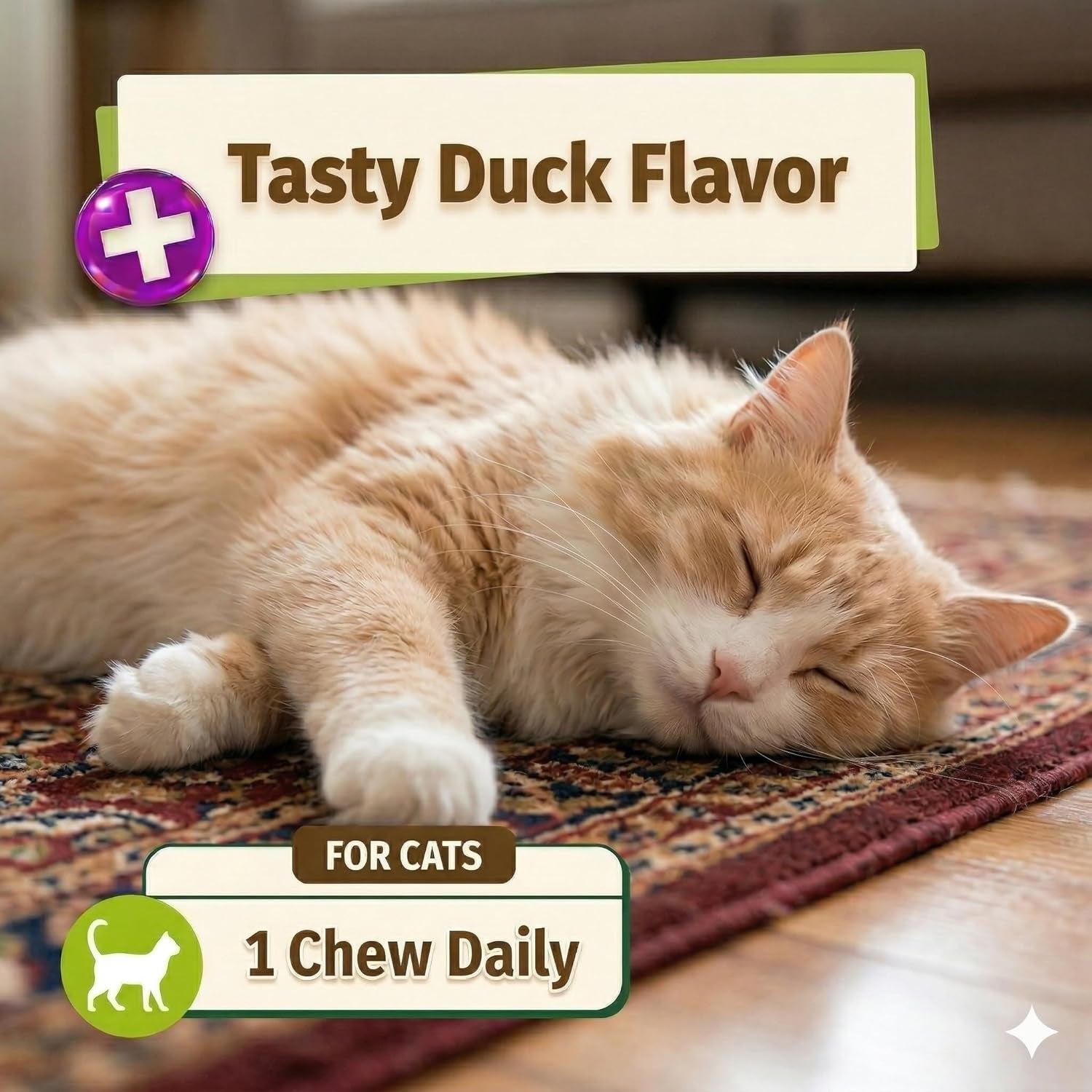 Daily Probiotic Soft Chews for Cats, Digestive and Immune Support Supplement, 100 Million CFU per Chew, Duck, 30 Count