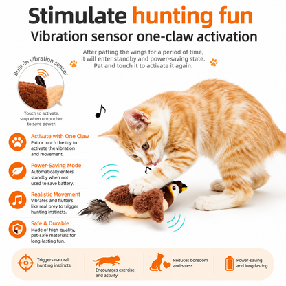 Touch-Activated Catnip Bird Plush Toy