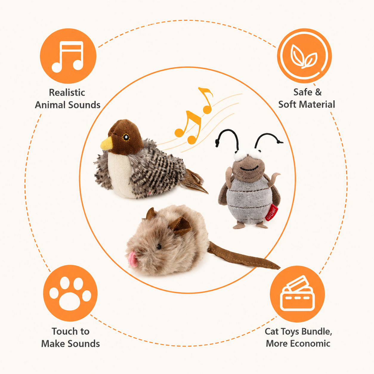 Electronic Motion Cat Toy Set - 3 Pack